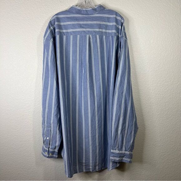 The Foundry Supply Co Mens Button Up Shirt Striped Long Sleeve Blue 3XL Tall - Picture 4 of 5